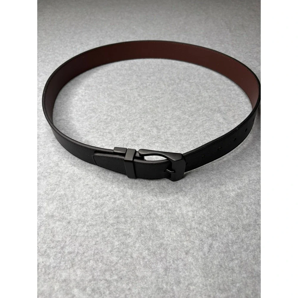 Guess Mens Reversible Belt Black Brown Matte Buckle 34-36 11GO02XZ14